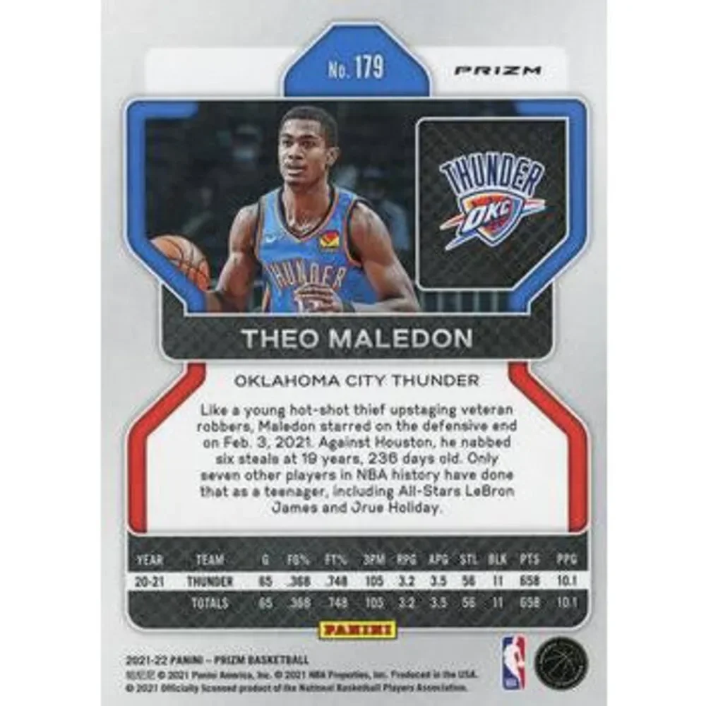 2021-22 Panini Silver Prizm Theo Maledon 179 Oklahoma City Thunder